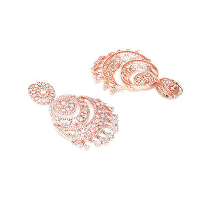 Rose Gold Diamond Chand Earrings- Ruby Raang