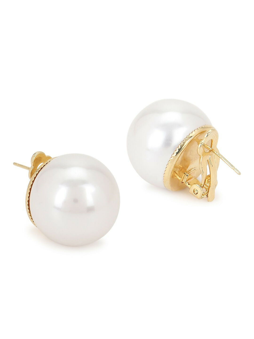 Pearl White Shine Studs- Ruby Raang