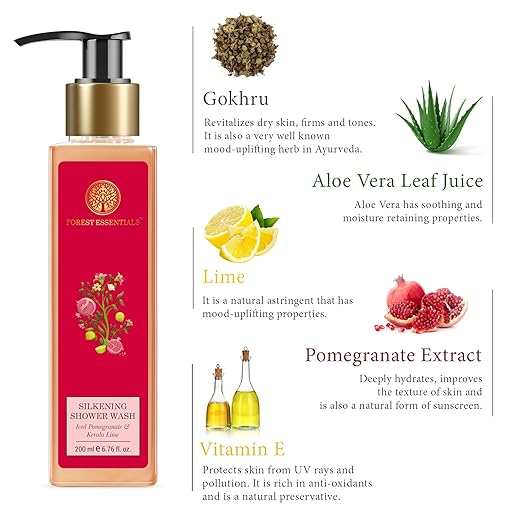 Forest Essentials Silkening Shower Wash Iced Pomegranate & Kerala Lime