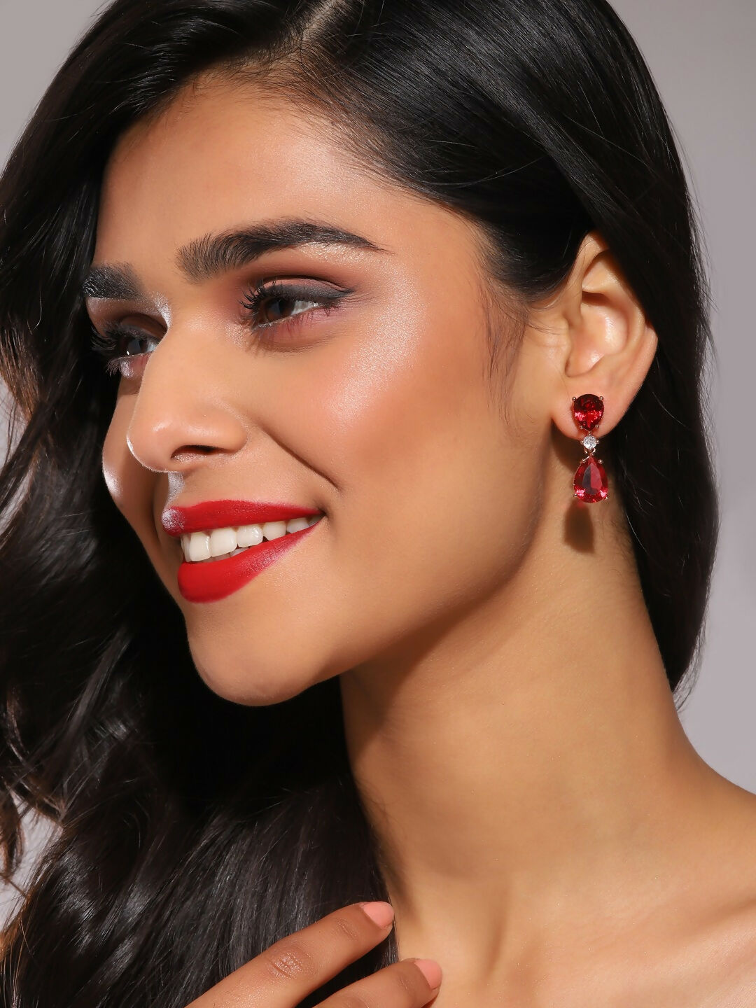 Maroon Stone Earrings- Ruby Raang