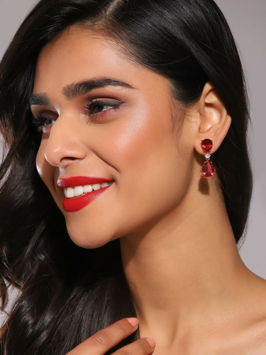 Maroon Stone Earrings- Ruby Raang