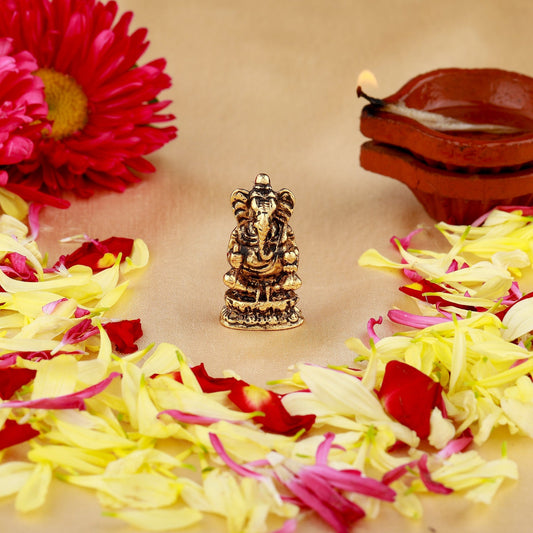 Estele Gold-Polished Spiritual Lord Ganesha Idol for Gifts & HouseWarming/Home/Office Decors