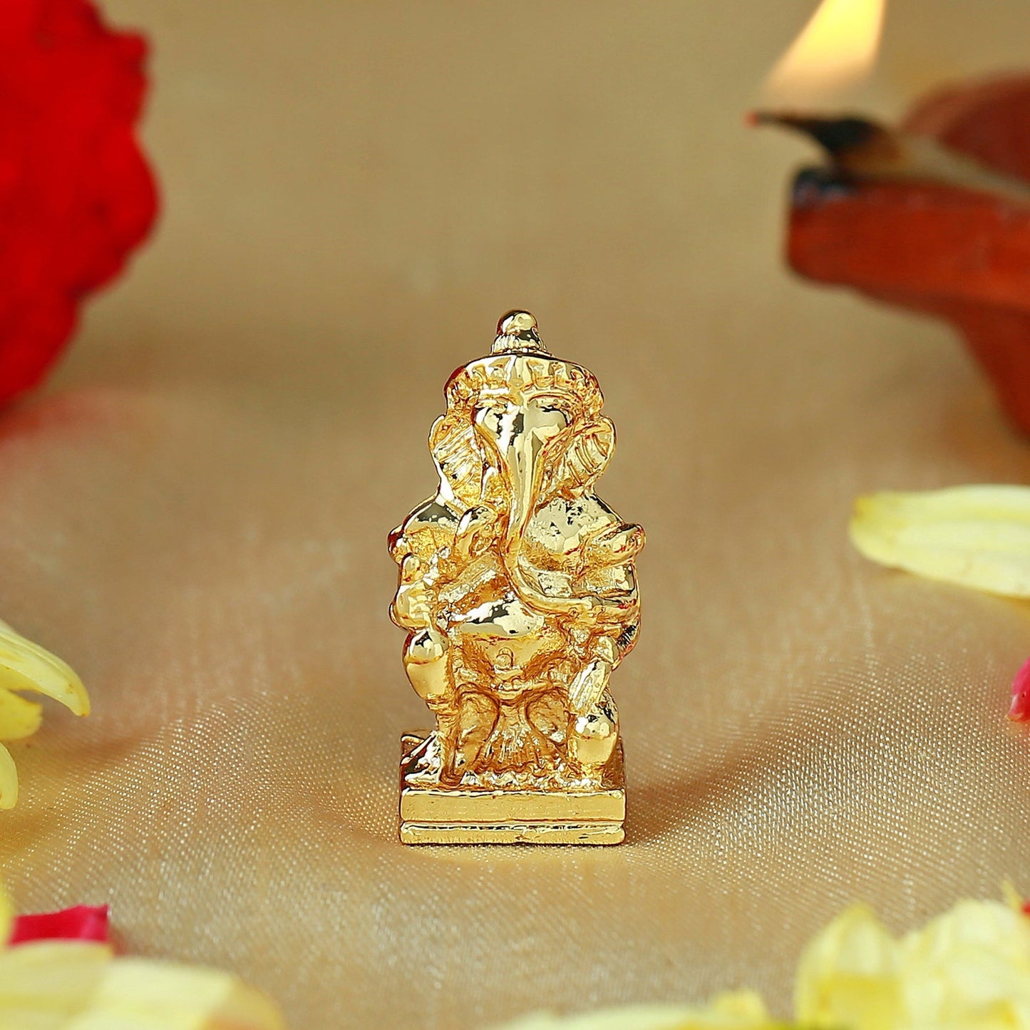 Estele Gold-Polished Spiritual Lord Ganesha Idol for Gifts & HouseWarming/Home/Office Decors