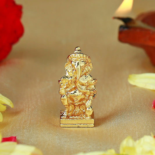 Estele Gold-Polished Spiritual Lord Ganesha Idol for Gifts & HouseWarming/Home/Office Decors