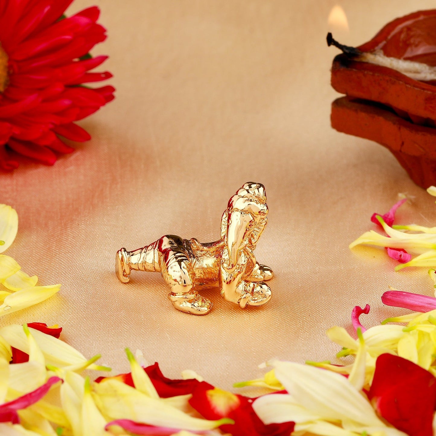 Estele Gold-Polished Spiritual Lord Bal Ganesha Idol for Gifts & HouseWarming/Home/Office Decors