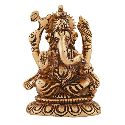 Estele Gold-Polished Spiritual Sharp Lord Ganesha Idol for Gifts & HouseWarming/Home/Office Decors