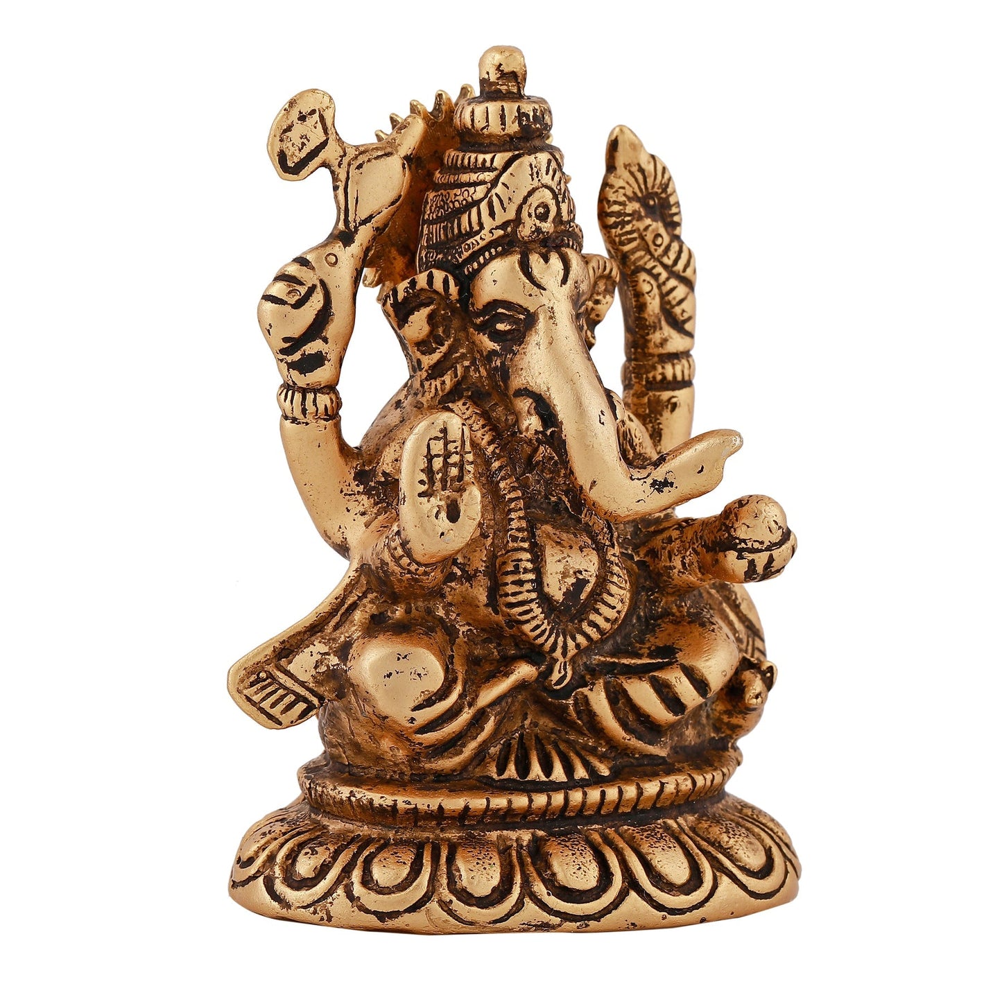 Estele Gold-Polished Spiritual Sharp Lord Ganesha Idol for Gifts & HouseWarming/Home/Office Decors