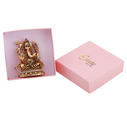 Estele Gold-Polished Spiritual Sharp Lord Ganesha Idol for Gifts & HouseWarming/Home/Office Decors