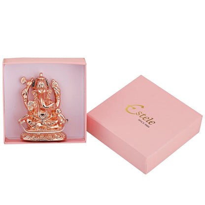 Estele Pink/Rose Gold-Polished Spiritual Ganesha Idol for Poja/Car decor