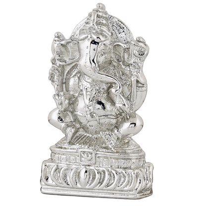 Estele Rhodium Plated Spiritual Lord Ganesha Idol for Gifts & HouseWarming/Home/Office Decors