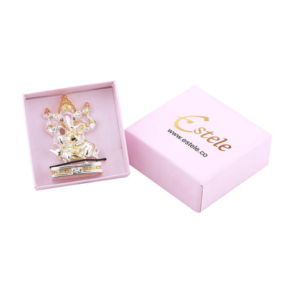 Estele Gold-Polished Spiritual Mooshak Lord Ganesha Idol for Gifts & HouseWarming/Home/Office Decors