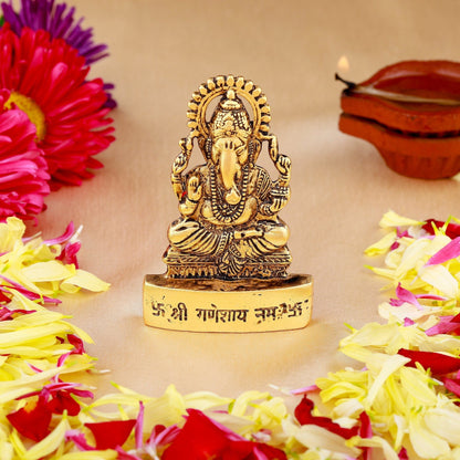 Estele Gold-Polished Spiritual Lord Ganesha Idol for Gifts & HouseWarming/Home/Office Decors