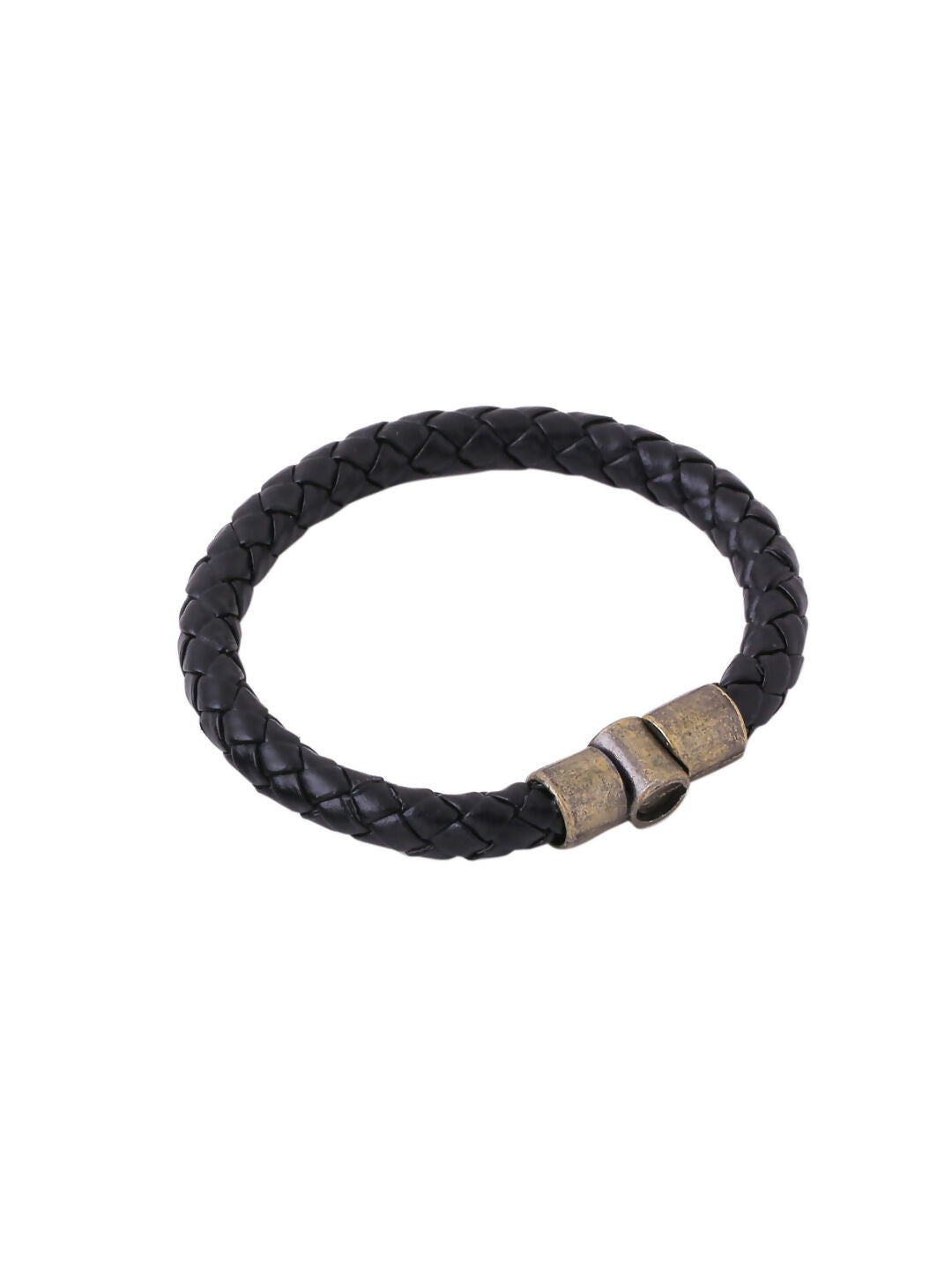 NVR Men's Set of 2 Black Leather Bracelet