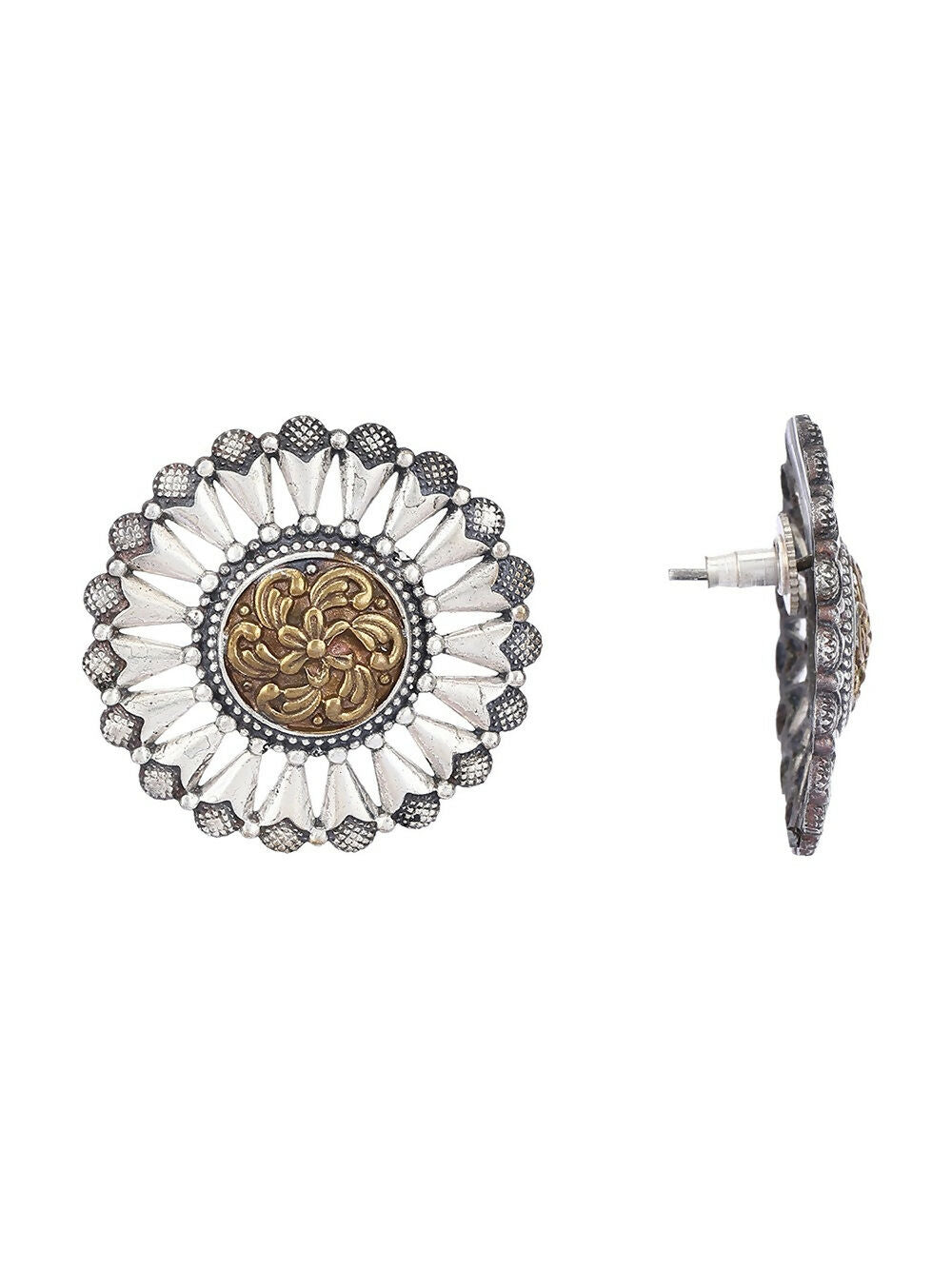 Joban Fashion Women Round Shape Dual Tone Brass Earrings