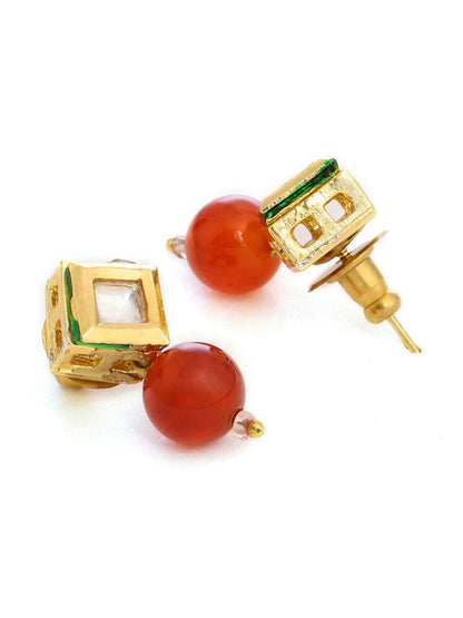 Ruby Raang Red Carnelian Kundan Studs