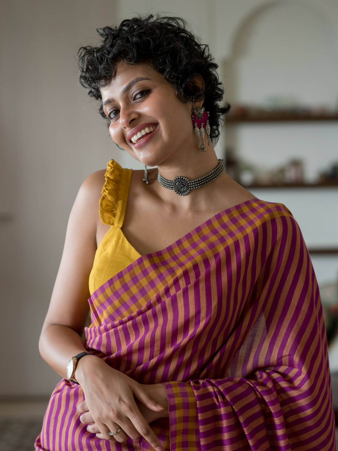 Suta Mustard Woven Design Pure Cotton Saree