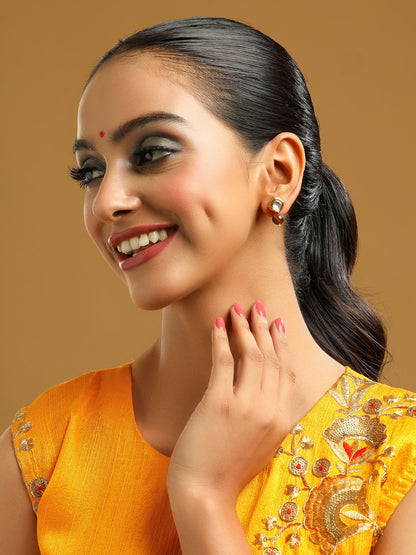 Ruby Raang Brown Tiger Eye Stone Kundan Studs