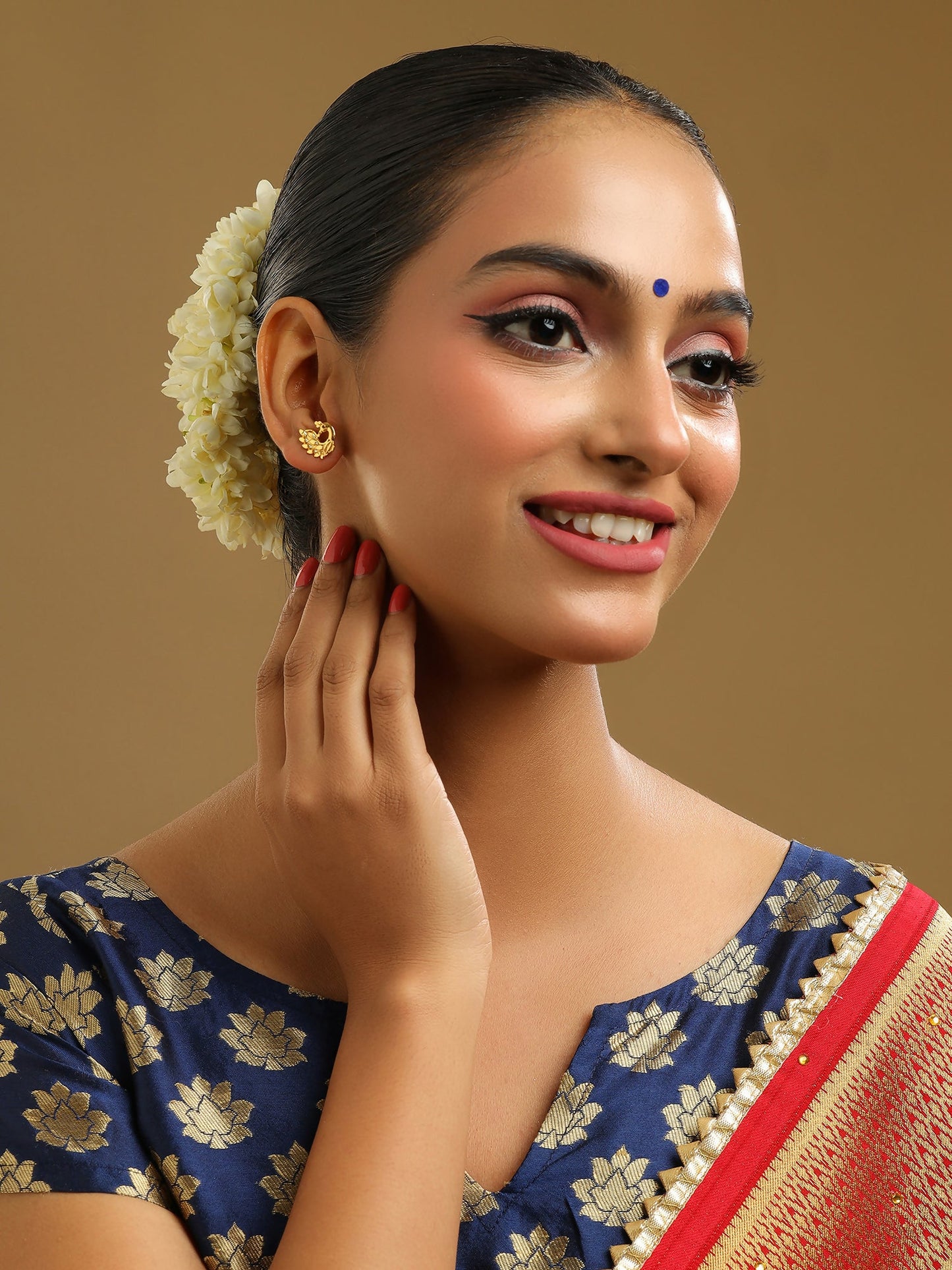 Ruby Raang Gold Peacock Earrings