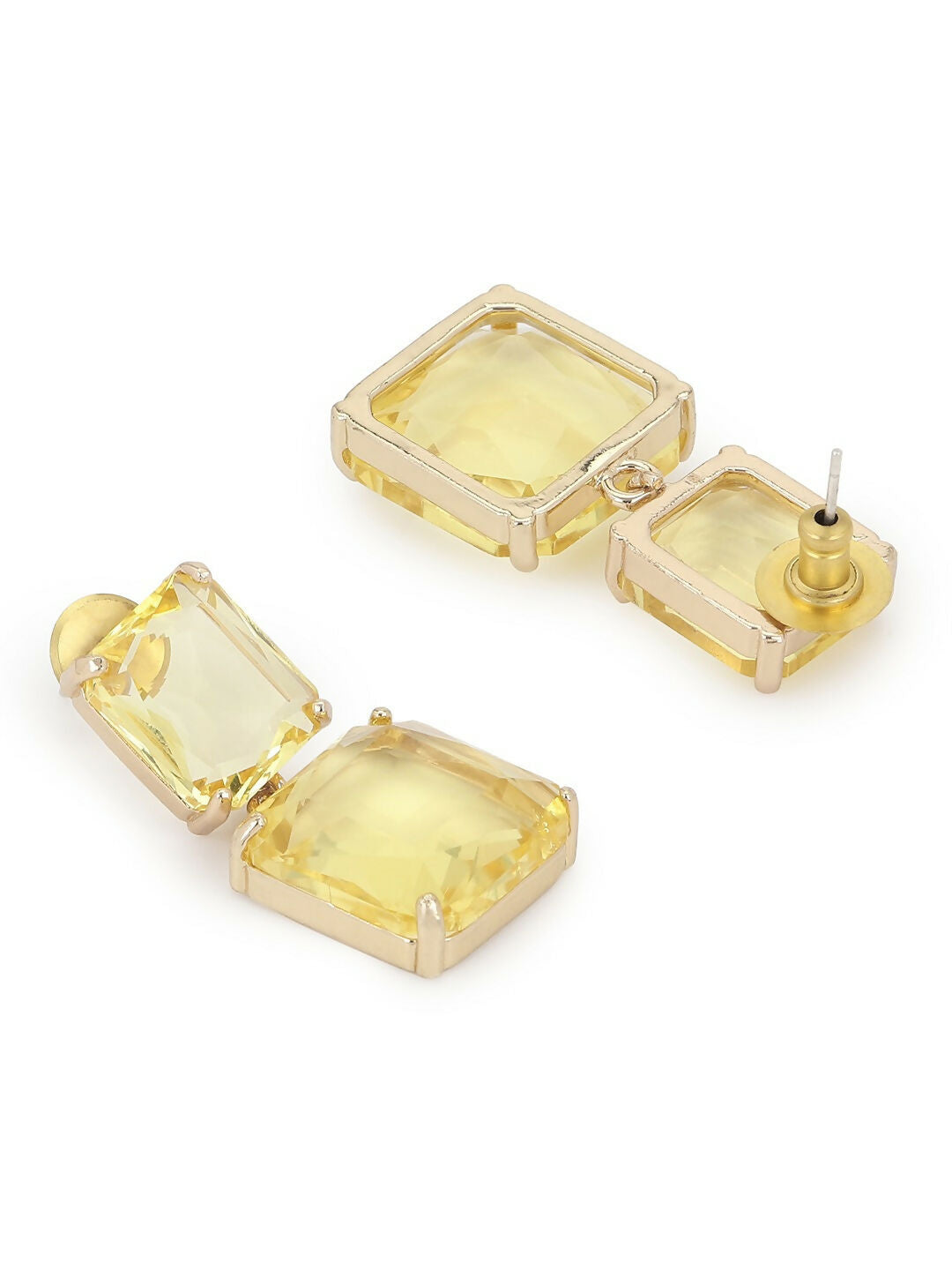 Yellow Duet Stone Earrings- Ruby Raang