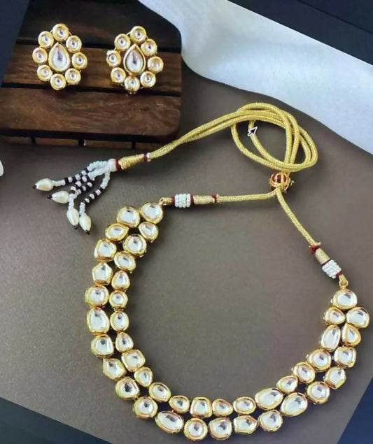Joban Fashion White kundan work Necklace Set