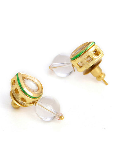 Ruby Raang White Clear Quartz Kundan Studs