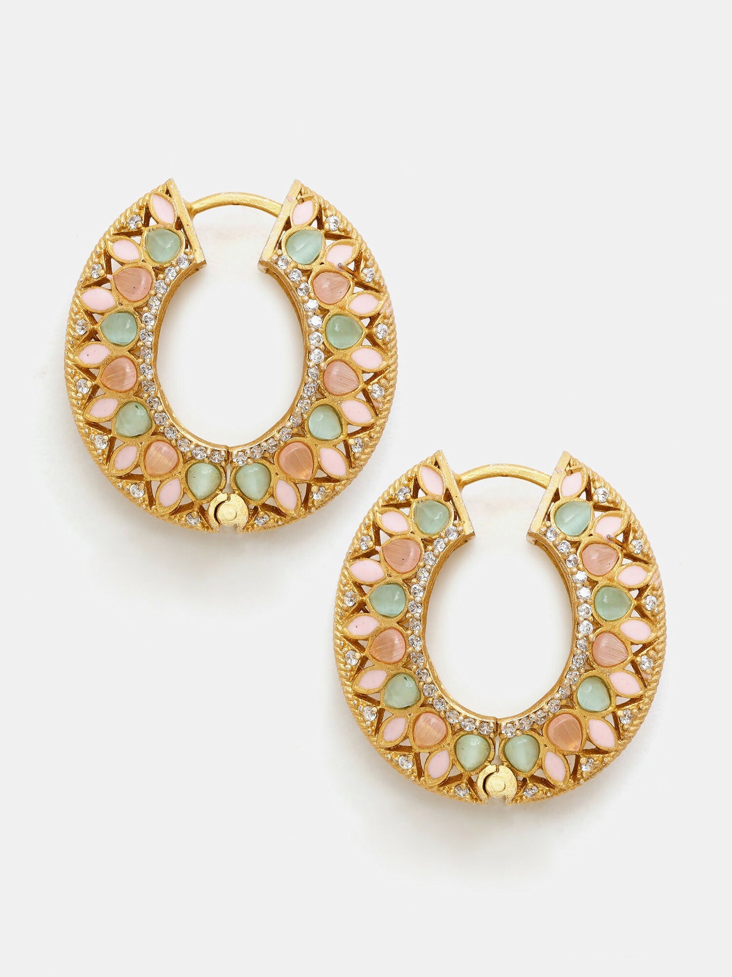 Ruby Raang Gold Polished Multi-Color Kundan Loops