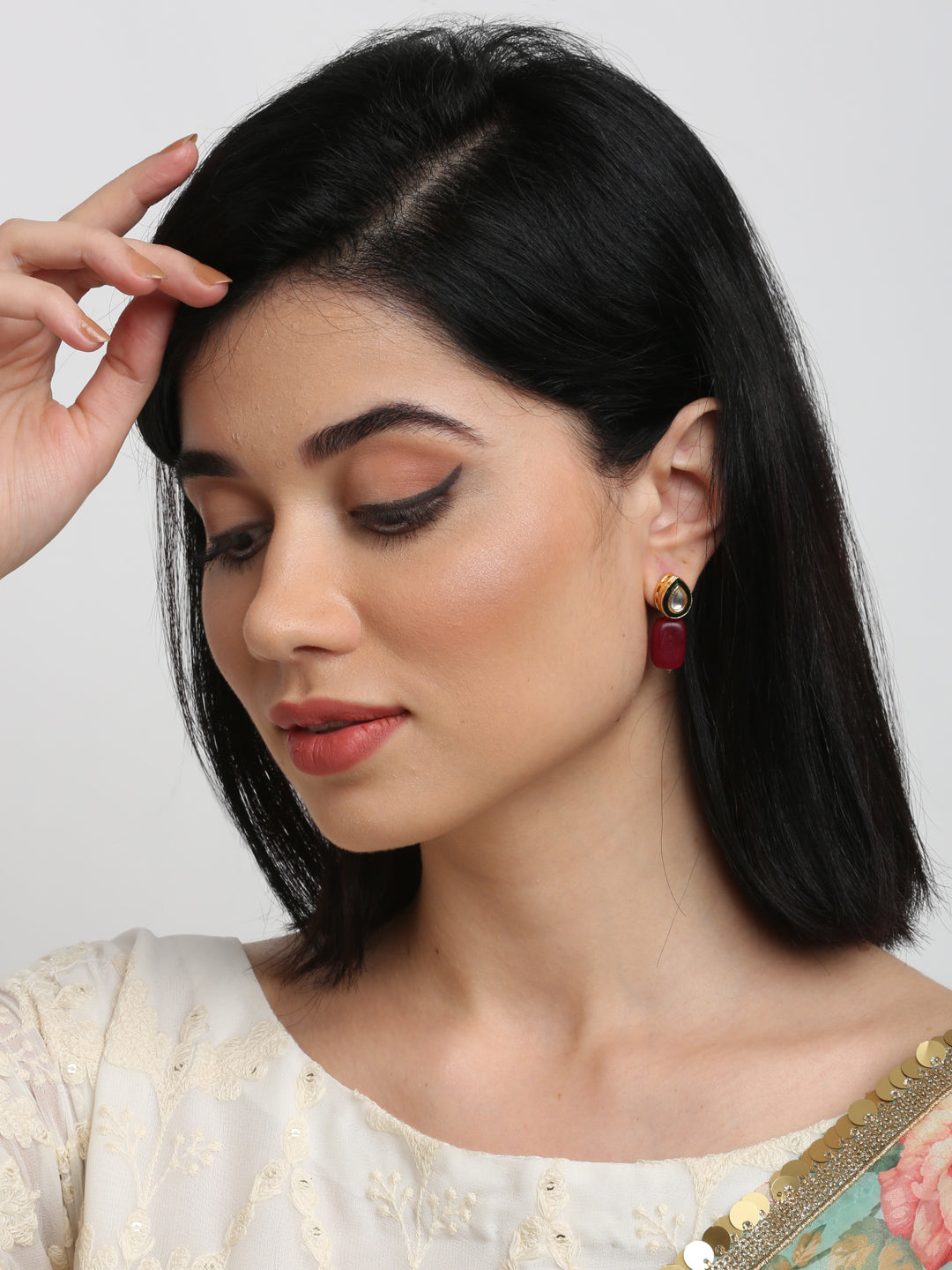 Kundan Studs - Ruby Raang