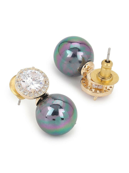 Diamond and Grey Stone Earrings- Ruby Raang