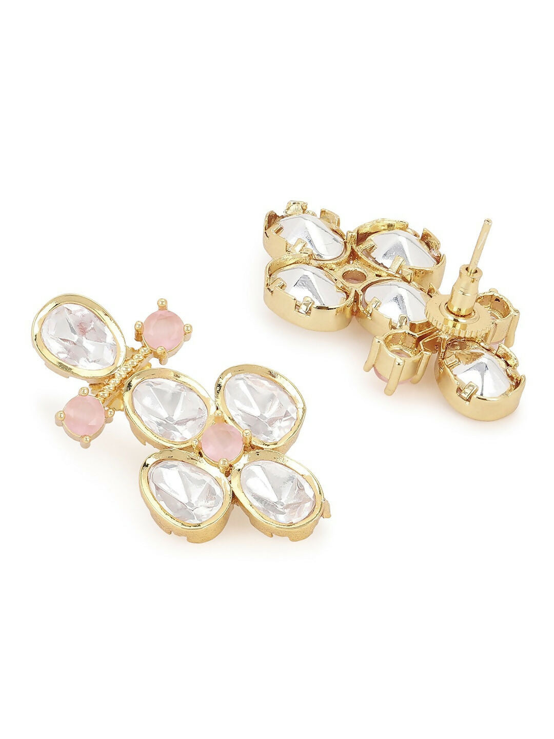 Moissanite & Peach Stone Earrings- Ruby Raang