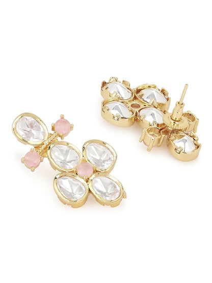Moissanite & Peach Stone Earrings- Ruby Raang