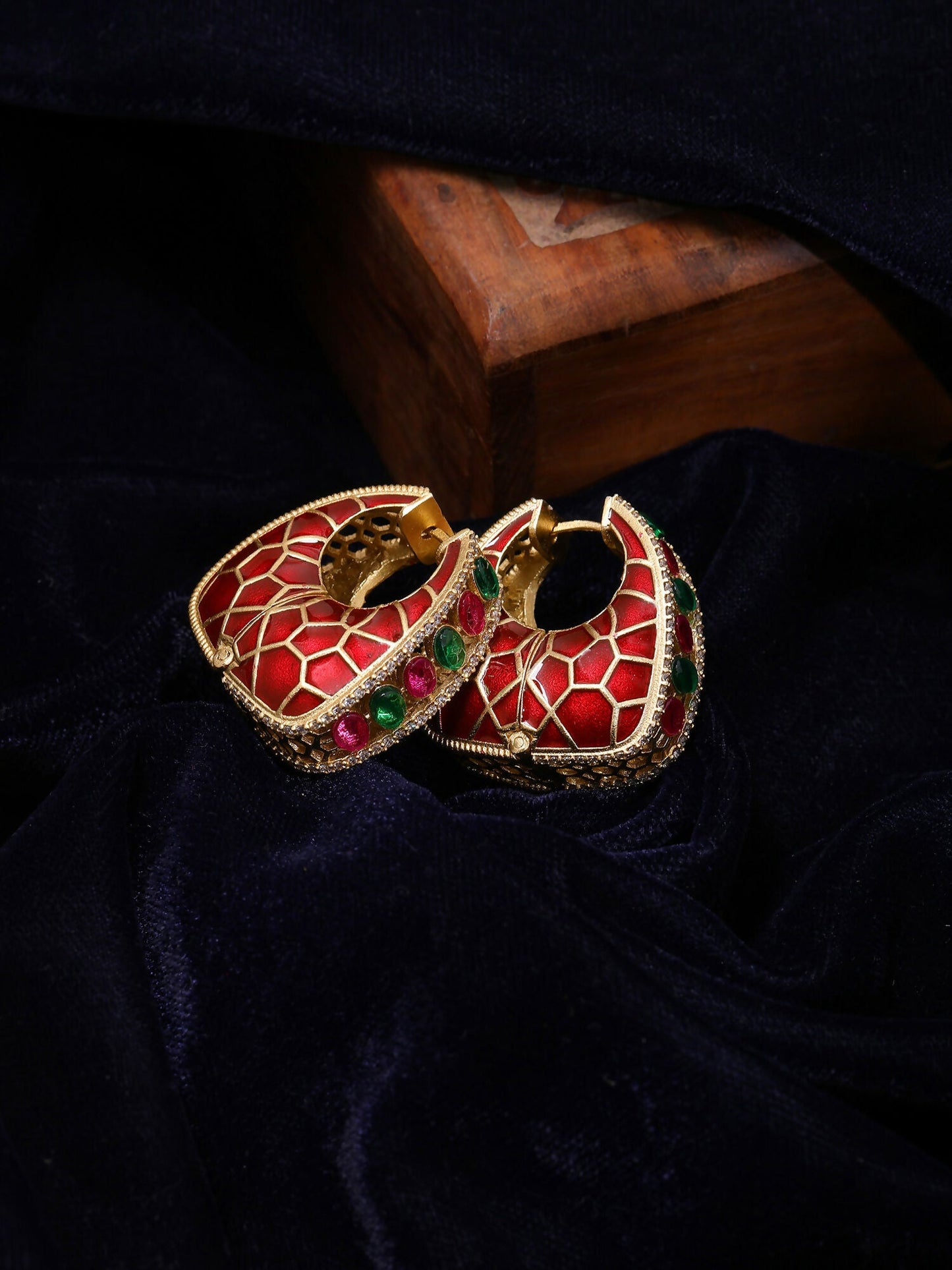 Ruby Raang Gold Polished Kundan Work Multi Loops