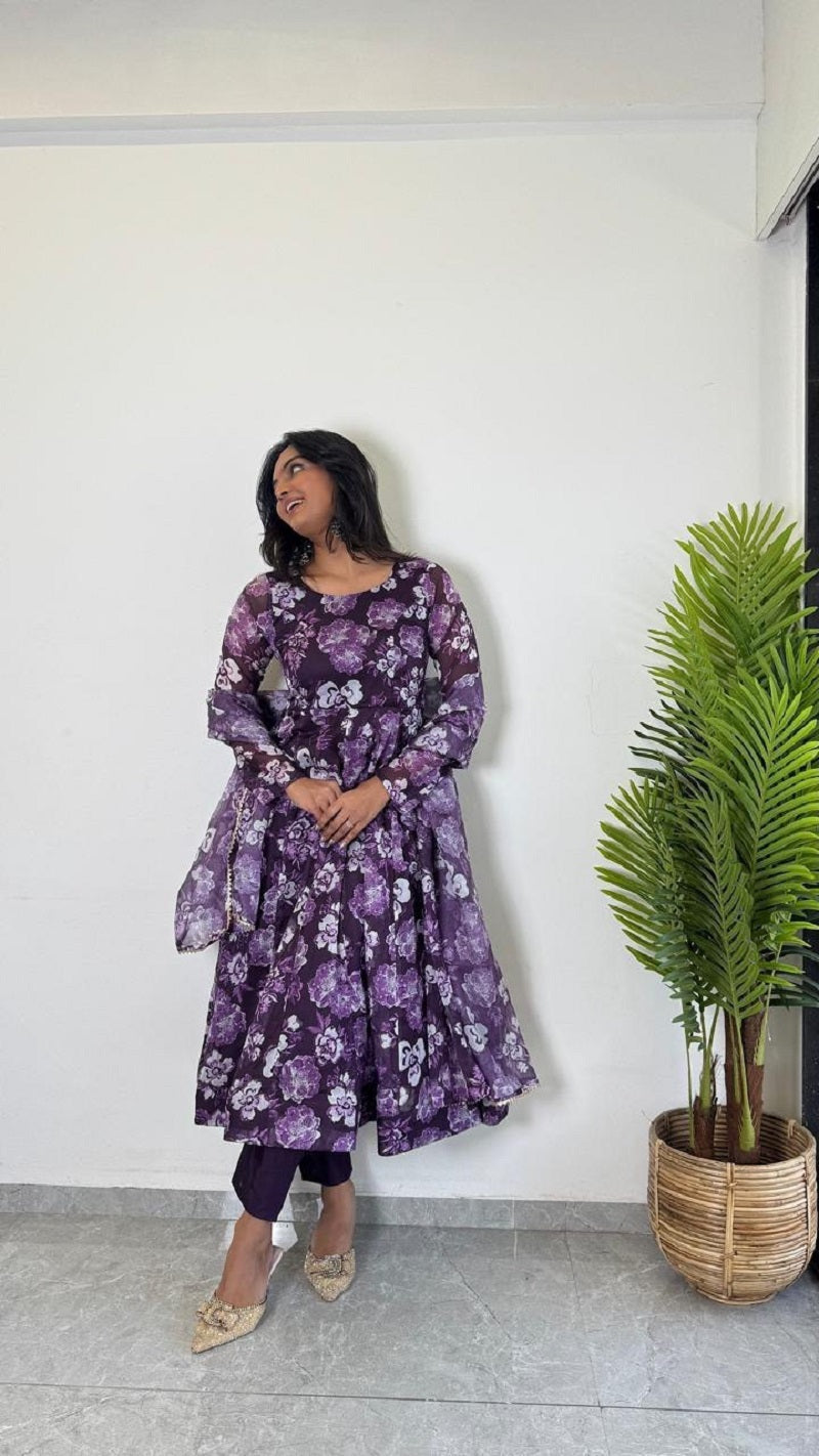 Teeya Creation Multi Color Pure Soft Organza Digital Print Fully Stitched Gown