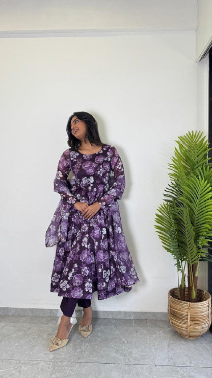 Teeya Creation Multi Color Pure Soft Organza Digital Print Fully Stitched Gown