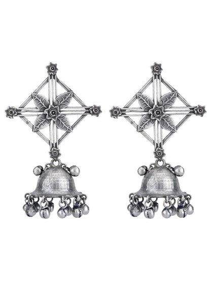 Joban Fashion Women Ghungroo Style Silver Tone Brass Jhumka