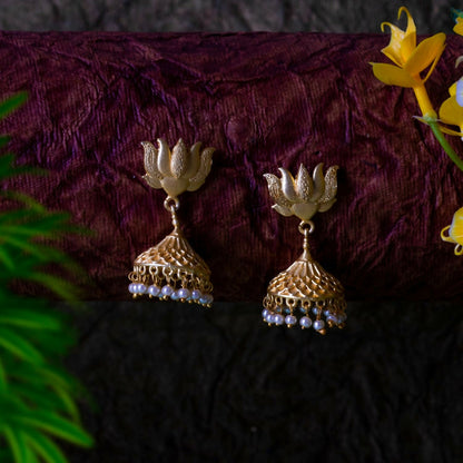 Joban Fashion Women Matte Gold Brass Jhumka