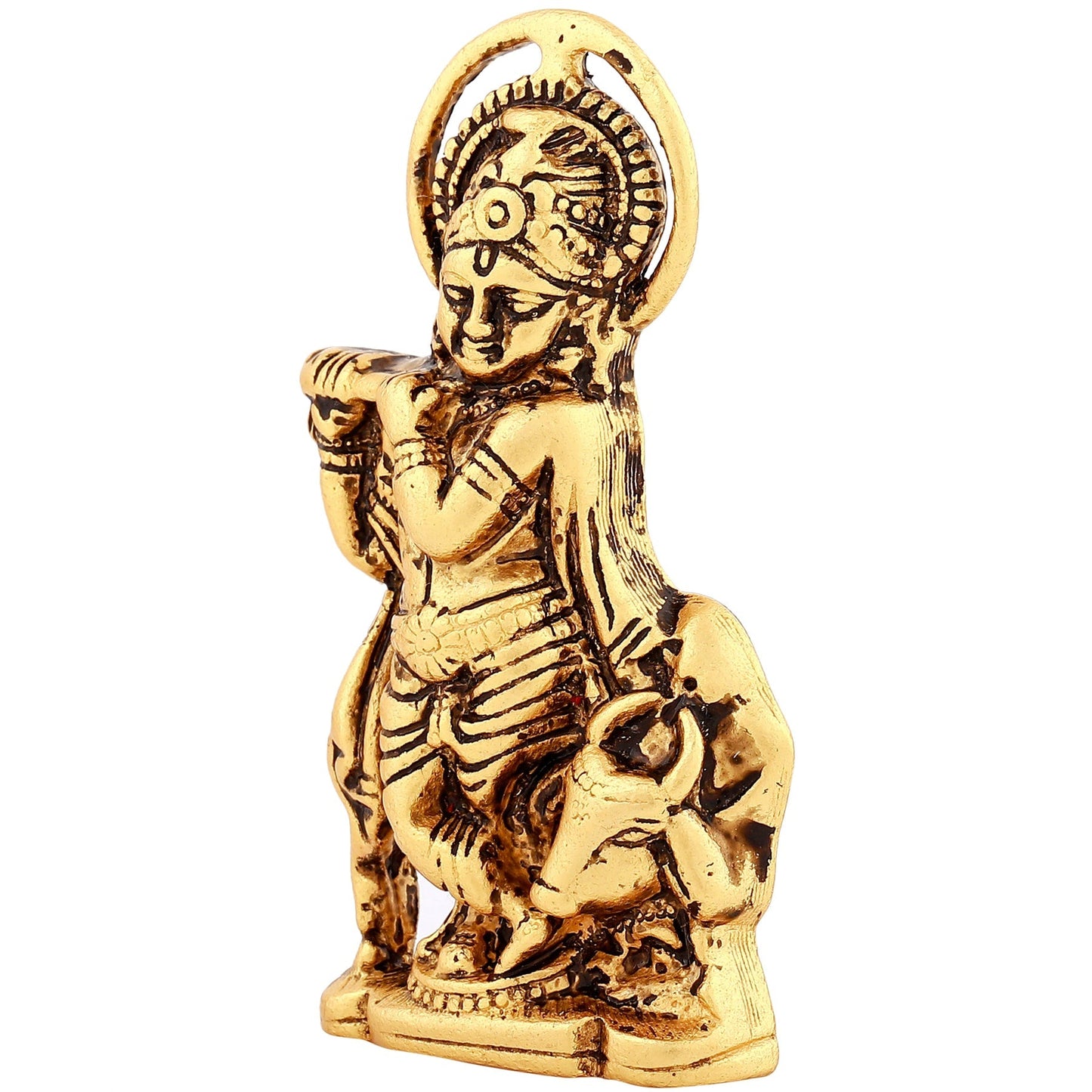 Estele Gold-Polished Spiritual Lord Krishna Idol for Home/Car Decor