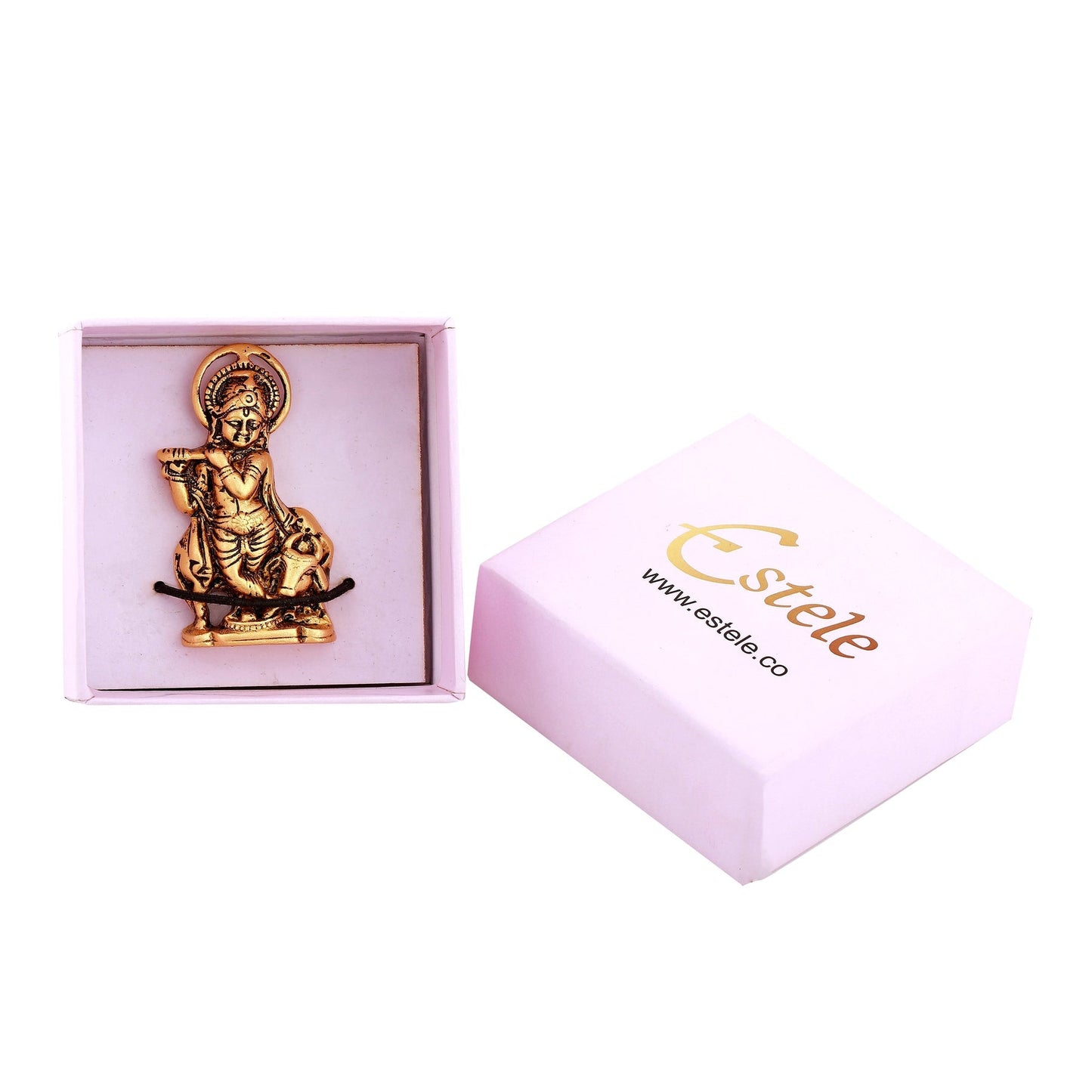 Estele Gold-Polished Spiritual Lord Krishna Idol for Home/Car Decor