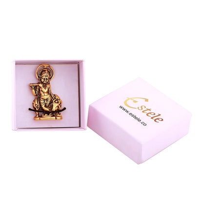 Estele Gold-Polished Spiritual Lord Krishna Idol for Home/Car Decor