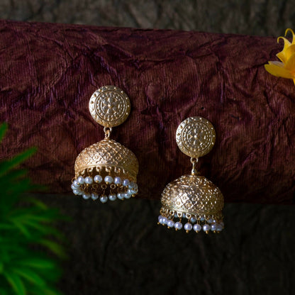 Joban Fashion Women Matte Gold Brass Jhumka