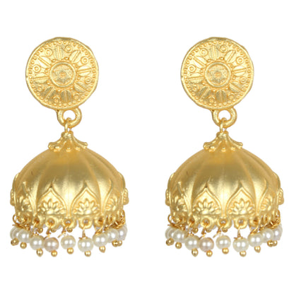 Joban Fashion Women Matte Gold Brass Jhumka