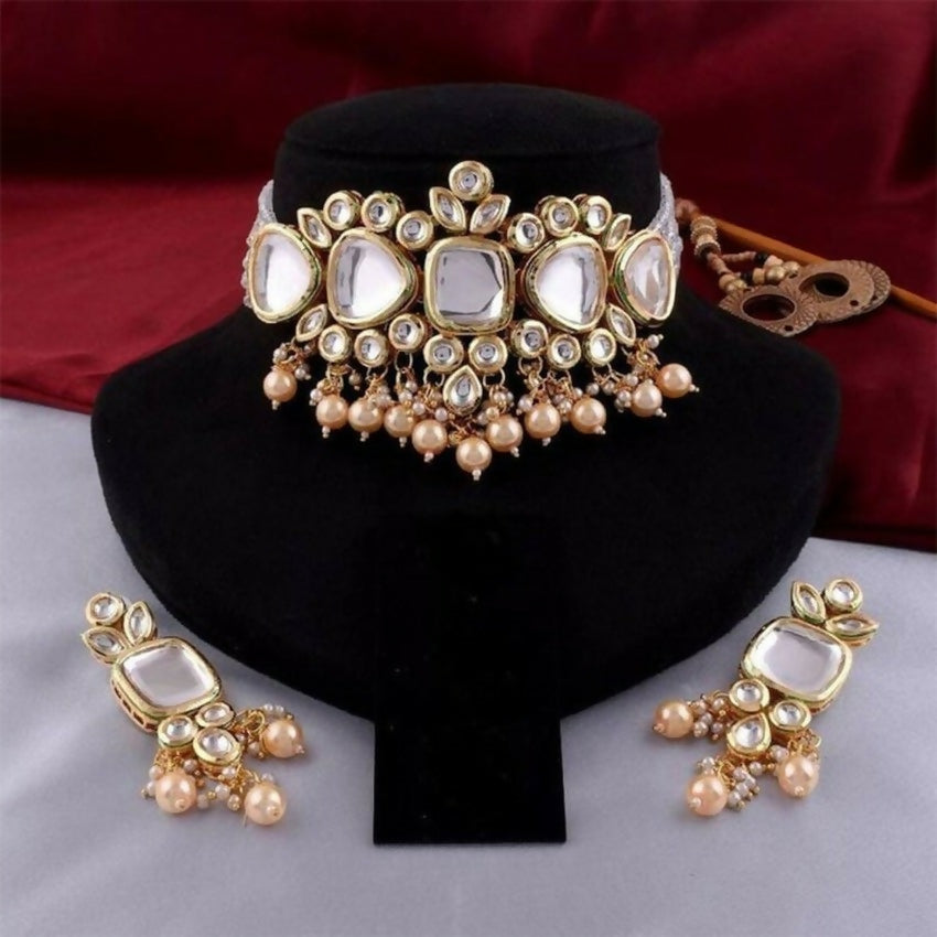 Joban Fashion Crème kundan work Necklace Set