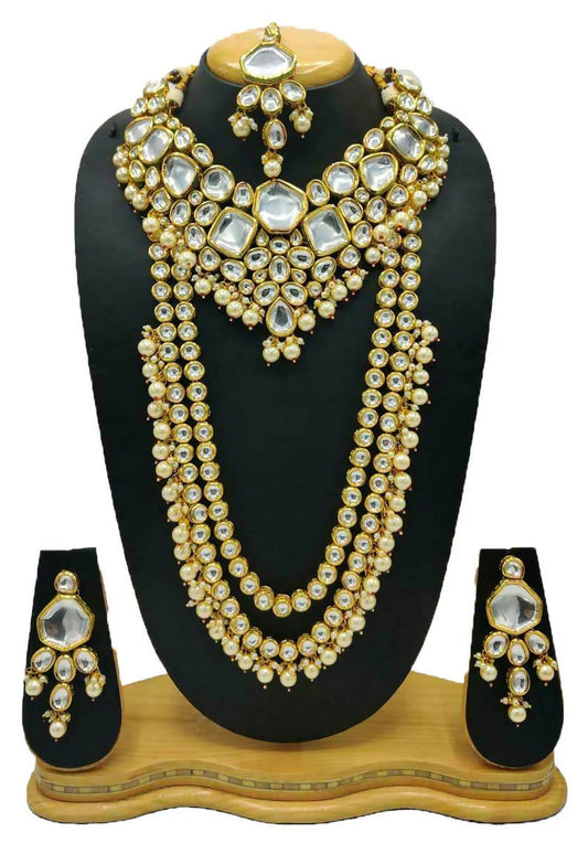 Joban Fashion Cream Kundan Work Necklace Set
