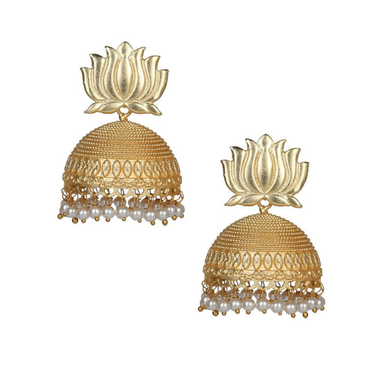 Joban Fashion Women Matte Gold Brass Jhumka