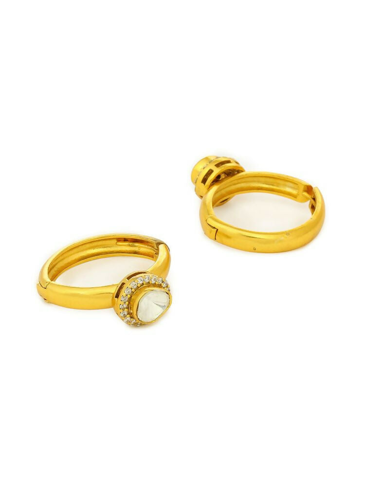 Women's Hoops Kundan Earrings - Ruby Raang