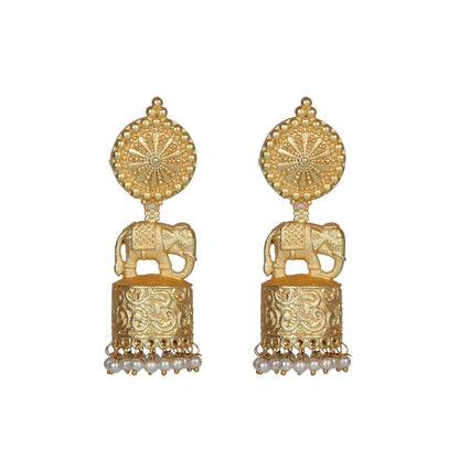 Joban Fashion Women Matte Gold Brass Jhumka
