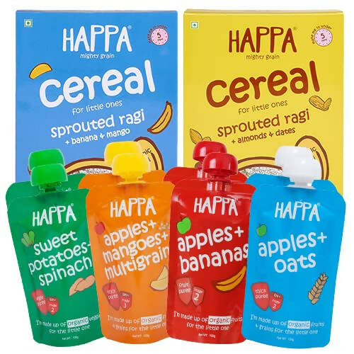 Happa Organic Baby Food, Fruit Puree and Cereal Combo