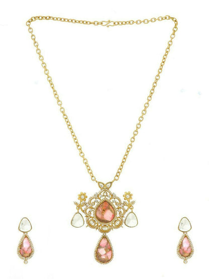 Glass Kundan Gold plated Long Earrings - Ruby Raang