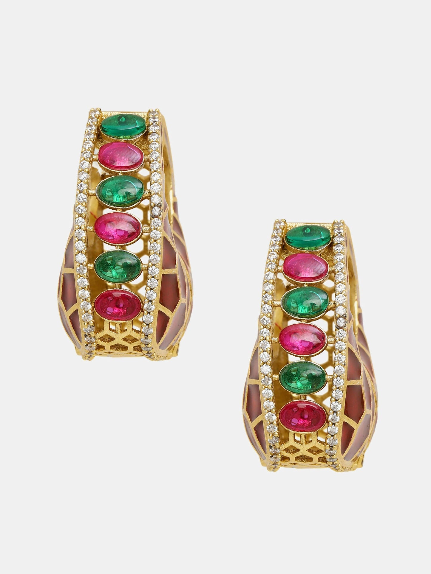 Ruby Raang Gold Polished Kundan Work Multi Loops