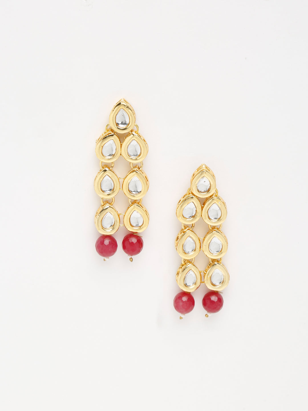 Stone Kundan Earrings - Ruby Raang