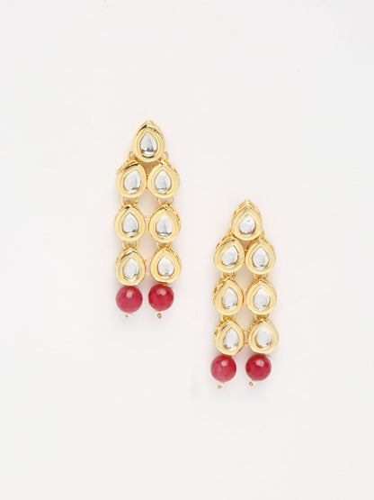 Stone Kundan Earrings - Ruby Raang